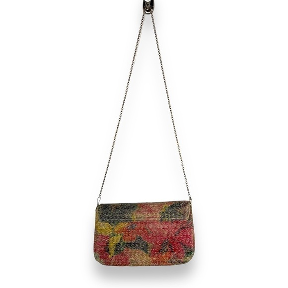 4 for $40 SALE! Woven Straw Cross Body Convertible Clutch Handbag, Floral Print - Picture 13 of 13